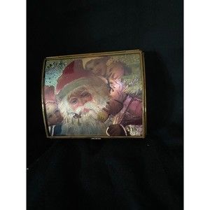 Handcrafted Via Vermont Ltd Musical Jewelry Box Foil Santa "We Wish You a Merry